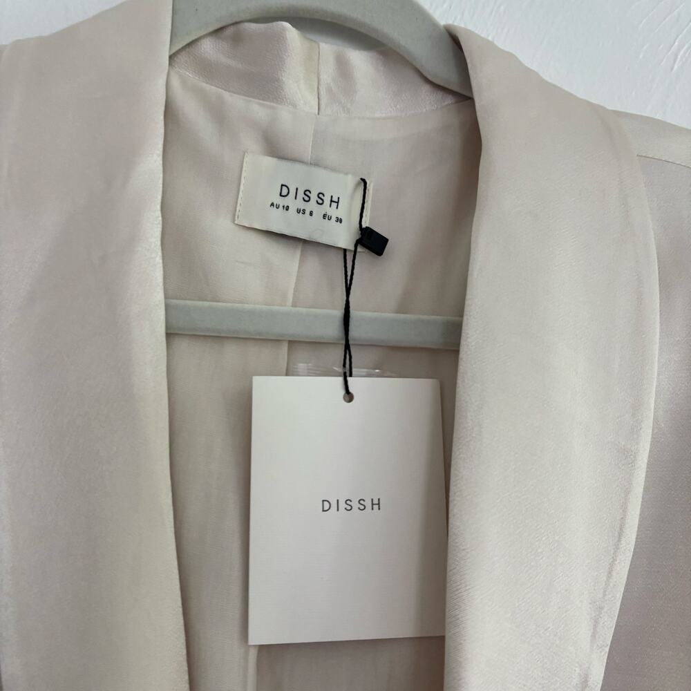 NWT DISSH Women’s Simone Pearl Satin Blazer & Pants Size 4/6 Ivory Suit Set - Picture 6 of 16